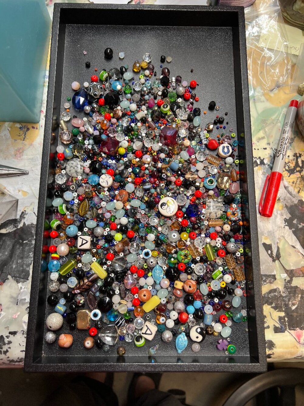 1+ Pound Glass Craft Bead Mix lot 5